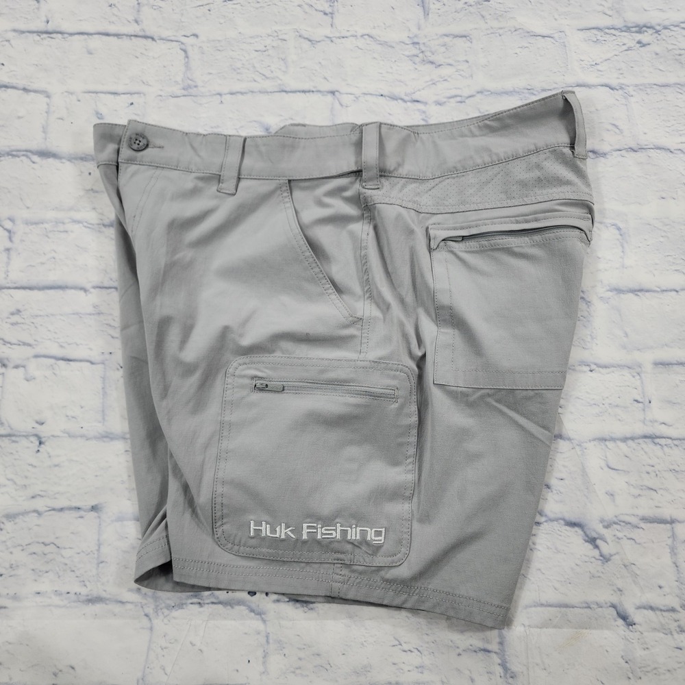 Huk Fishing Cargo Shorts MENS XL Performance Vented Outdoor Gray 7" Inseam - Picture 11 of 13